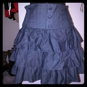 Denim Ruffle Skirt